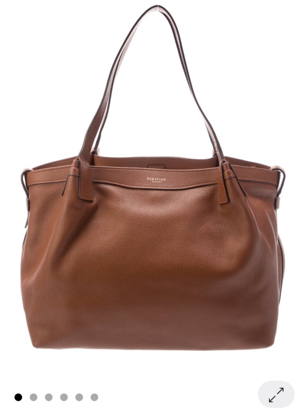 Cognac Leather Tote Bag by Serapian